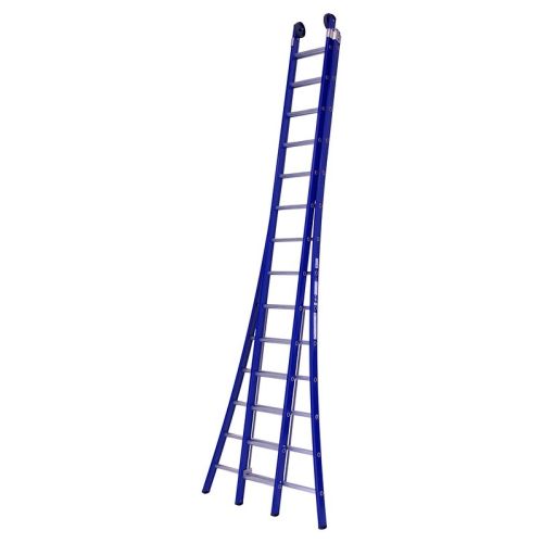 DAS atlas dubbele ladder blauw gecoat 2x14 treden