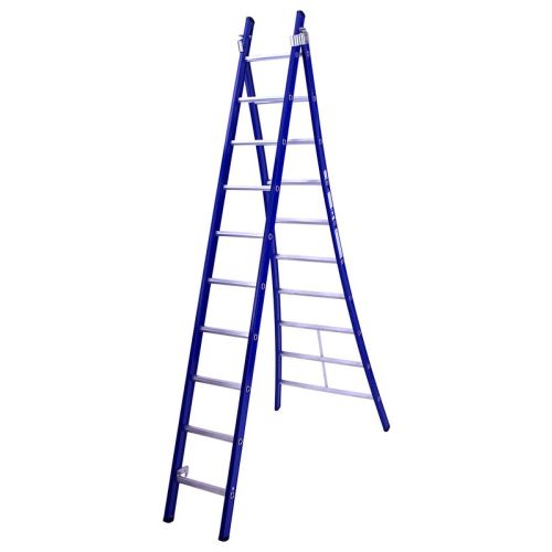 DAS atlas dubbele ladder blauw gecoat 2x8 treden