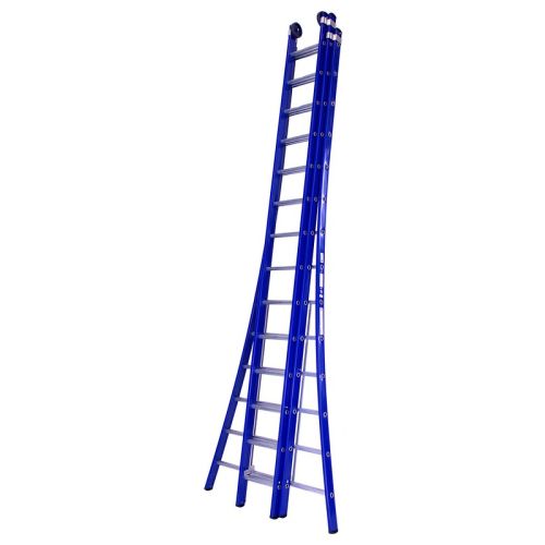 DAS atlas driedubbele ladder blauw gecoat 3x14 treden