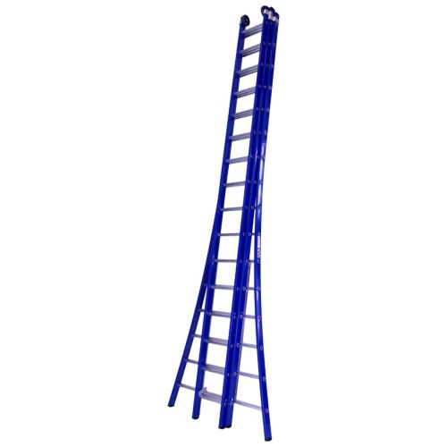DAS atlas driedubbele ladder blauw gecoat 3x16 treden
