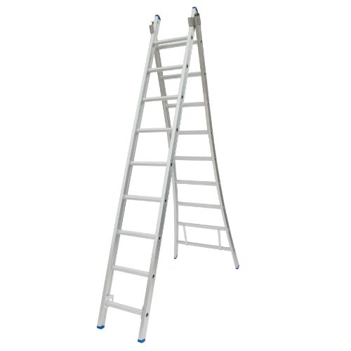 Solide 2-delige ladder gecoat 2x9 treden