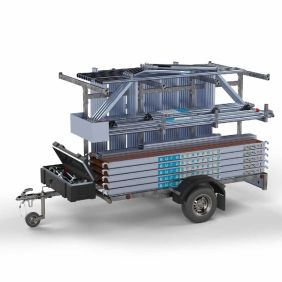 Euroscaffold Rolsteiger 135x245 8,2 m werkhoogte Dubbele Voorloopleuning incl. Steigeraanhanger Open