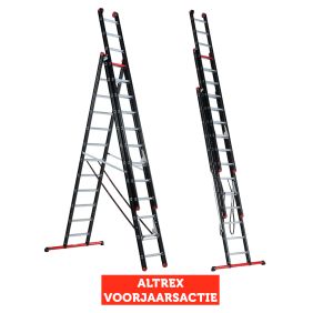 Altrex Mounter 3-delige reformladder 3x12 sporten incl. stabiliteitsbalk