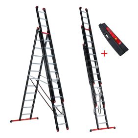 Altrex Mounter 3-delige reformladder 3x12 sporten incl. stabiliteitsbalk (+ laddermat)