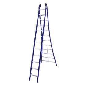 DAS atlas dubbele ladder blauw gecoat 2x12 treden