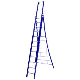 DAS atlas driedubbele ladder blauw gecoat