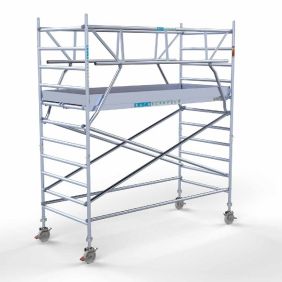 Rolsteiger dubbele voorloopleuning 4.2 meter werkhoogte 135 x 305 Lichtgewicht platform