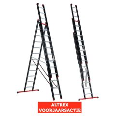 Altrex Mounter 3-delige reformladder 3x12 sporten incl. stabiliteitsbalk